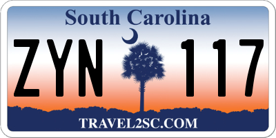 SC license plate ZYN117