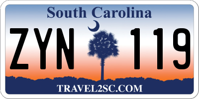 SC license plate ZYN119