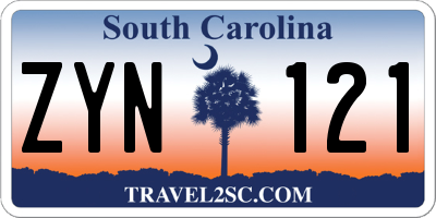 SC license plate ZYN121