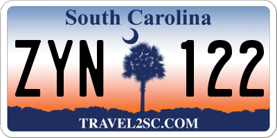 SC license plate ZYN122