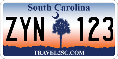 SC license plate ZYN123