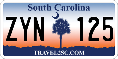 SC license plate ZYN125