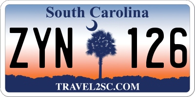 SC license plate ZYN126