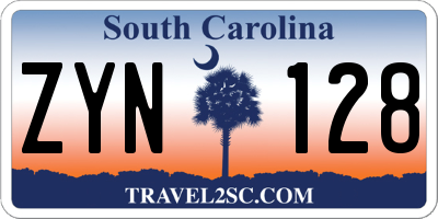 SC license plate ZYN128