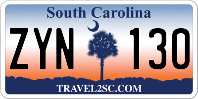 SC license plate ZYN130