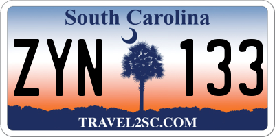 SC license plate ZYN133