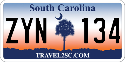 SC license plate ZYN134