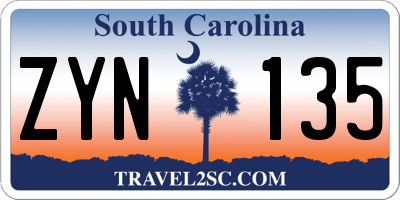 SC license plate ZYN135