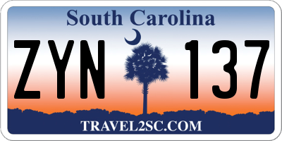 SC license plate ZYN137