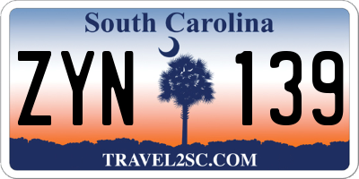 SC license plate ZYN139