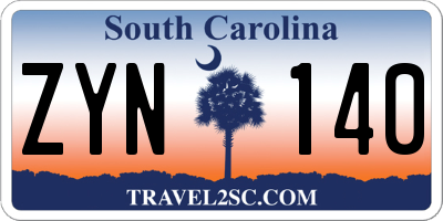 SC license plate ZYN140