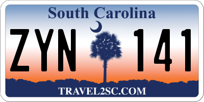 SC license plate ZYN141