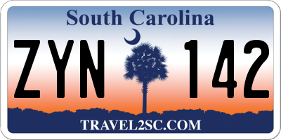 SC license plate ZYN142