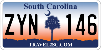 SC license plate ZYN146