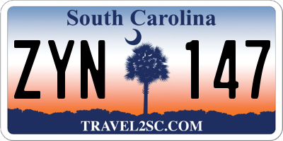 SC license plate ZYN147