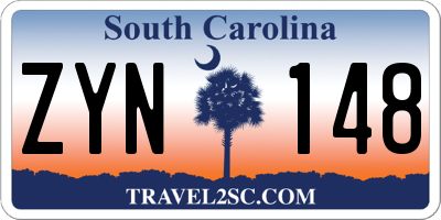 SC license plate ZYN148