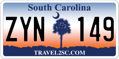 SC license plate ZYN149