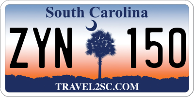 SC license plate ZYN150