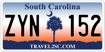 SC license plate ZYN152