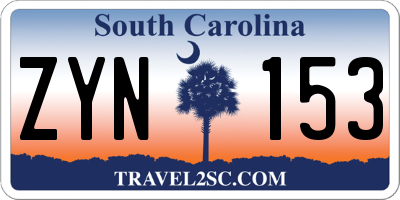 SC license plate ZYN153