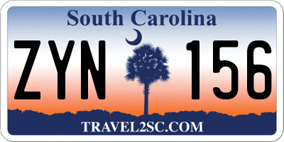 SC license plate ZYN156