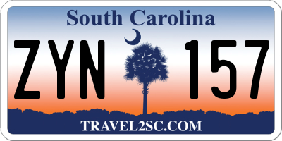 SC license plate ZYN157
