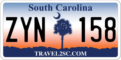 SC license plate ZYN158