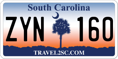 SC license plate ZYN160