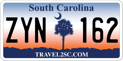 SC license plate ZYN162