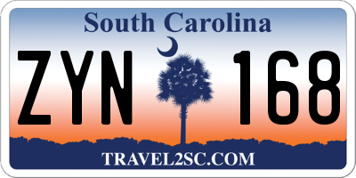 SC license plate ZYN168