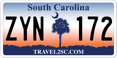 SC license plate ZYN172