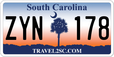 SC license plate ZYN178