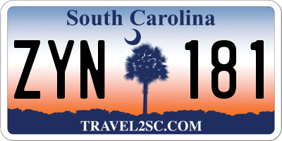 SC license plate ZYN181