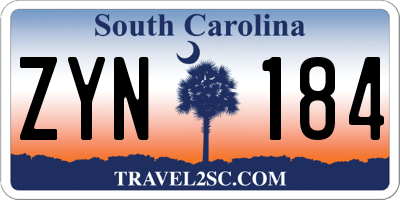 SC license plate ZYN184
