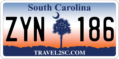 SC license plate ZYN186