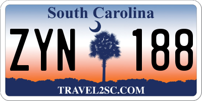 SC license plate ZYN188