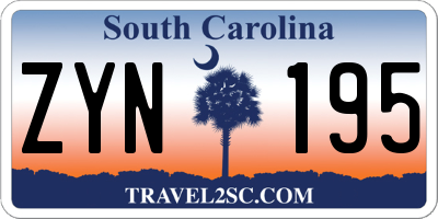 SC license plate ZYN195