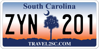 SC license plate ZYN201