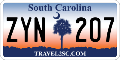 SC license plate ZYN207