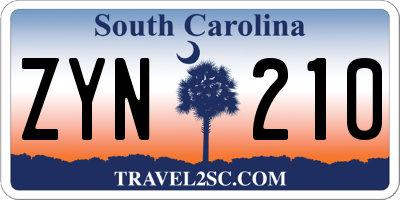 SC license plate ZYN210