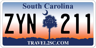 SC license plate ZYN211