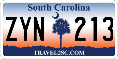 SC license plate ZYN213