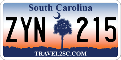 SC license plate ZYN215