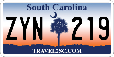 SC license plate ZYN219