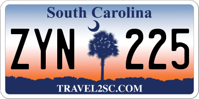 SC license plate ZYN225