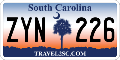 SC license plate ZYN226