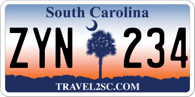 SC license plate ZYN234