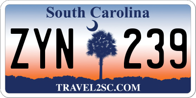 SC license plate ZYN239