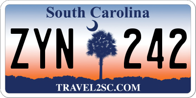 SC license plate ZYN242