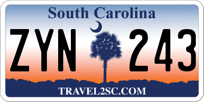 SC license plate ZYN243